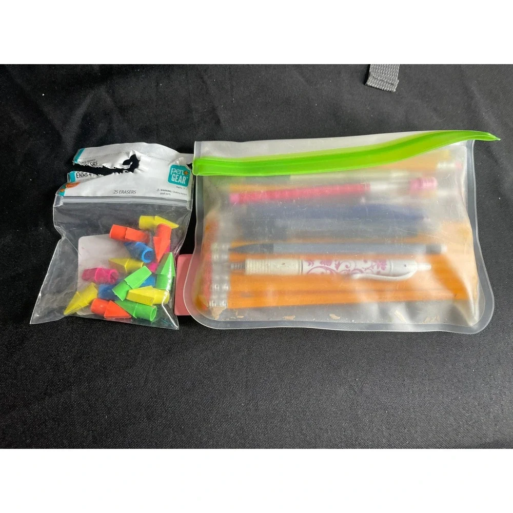 School Supply Bundle Grey Backpack Crayola Markers Pencils Paper Glue 40+ Pieces